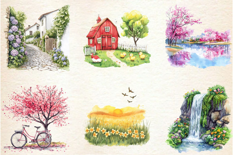 Spring Scenery Clipart Bundle - CraftNest - Digital Crafting and Art