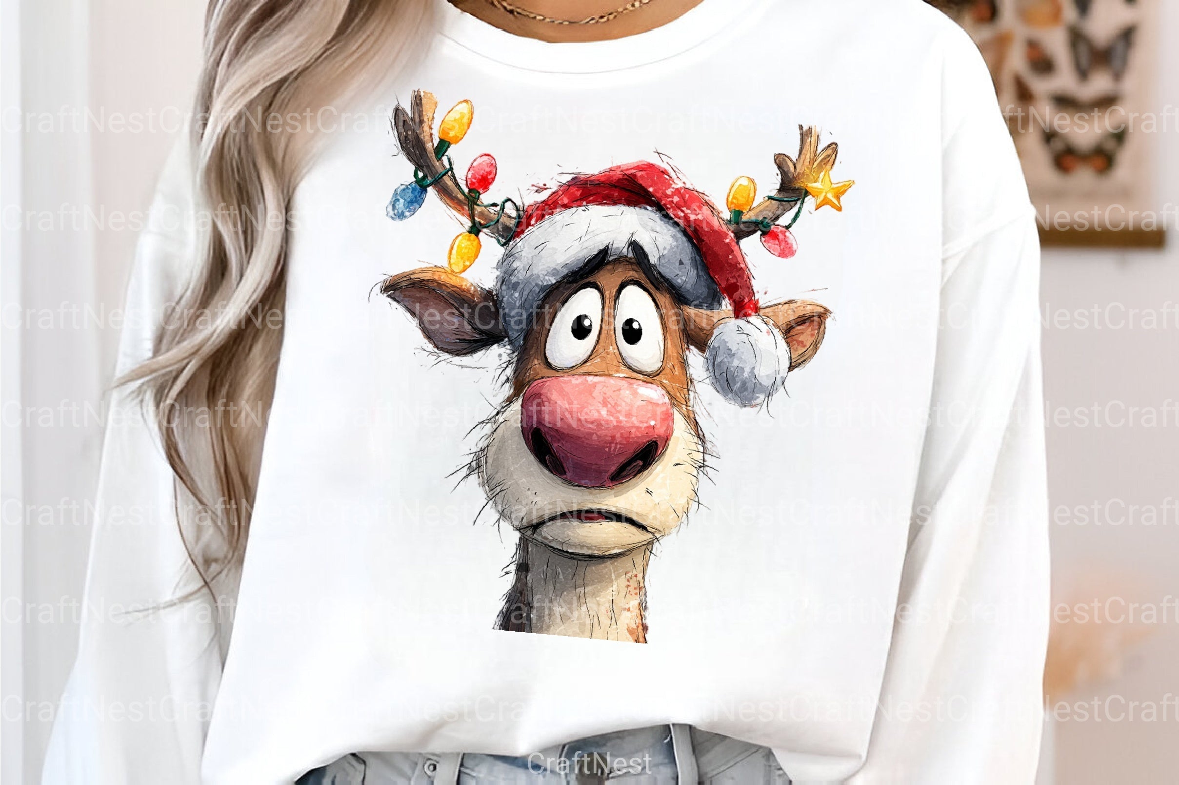 Funny Christmas Reindeer & Tree Clipart Bundle - CraftNest - Digital Crafting and Art