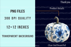 Blue & Ivory Chinoiserie Halloween Clipart Bundle - CraftNest - Digital Crafting and Art