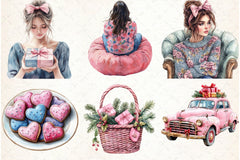 Pink Chinoiserie Christmas Clipart Bundle - CraftNest - Digital Crafting and Art