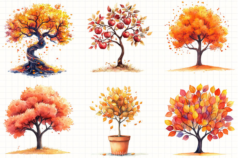 Autumn Trees Clipart Bundle 4 - CraftNest - Digital Crafting and Art