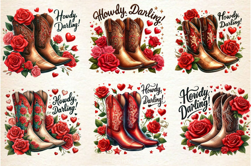 Cowboy Boots And Roses Clipart Bundle - CraftNest - Digital Crafting and Art