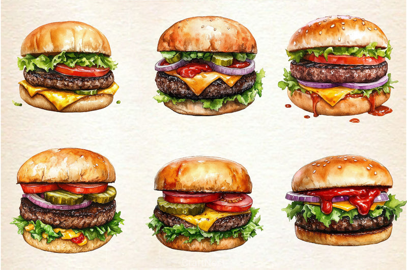Summer Classic Burger Clipart Bundle - CraftNest - Digital Crafting and Art
