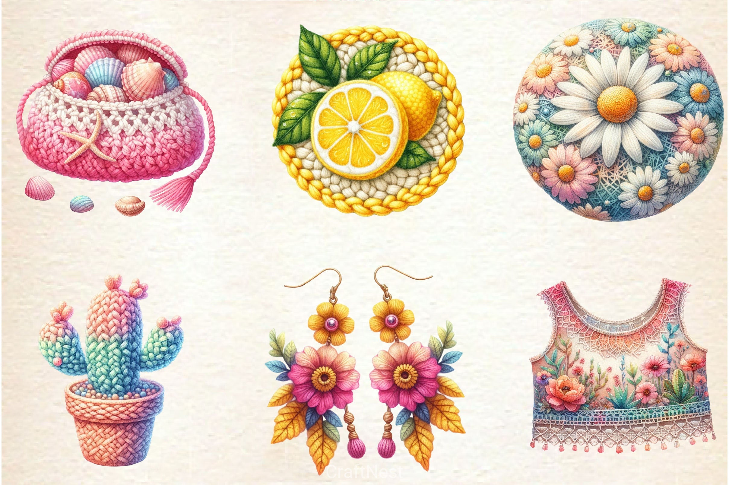 Crochet Summer Clipart Bundle 7 - CraftNest - Digital Crafting and Art