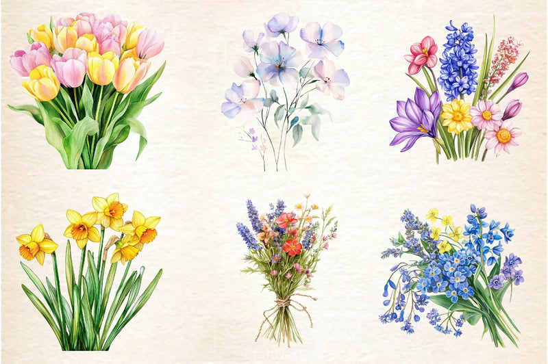 Fresh Spring Flower Clipart Bundle - CraftNest - Digital Crafting and Art
