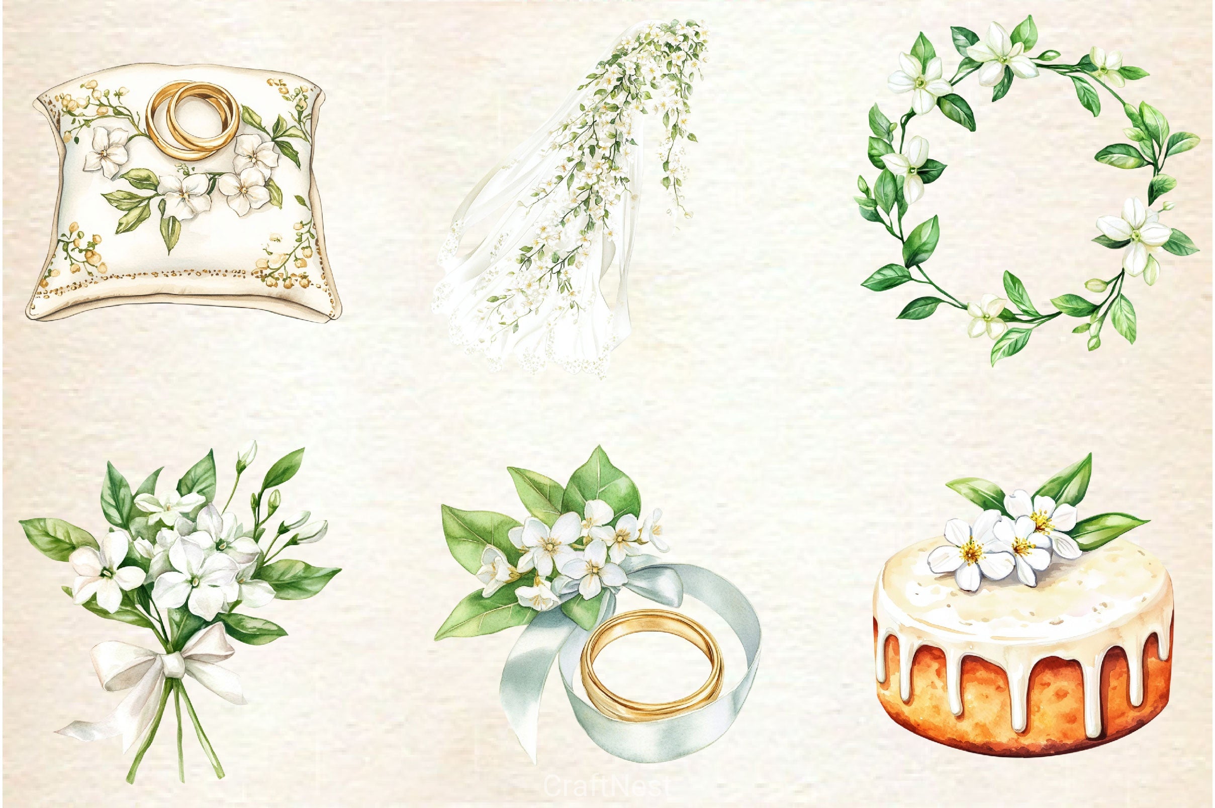 Jasmine Wedding Decor Clipart Bundle - CraftNest - Digital Crafting and Art