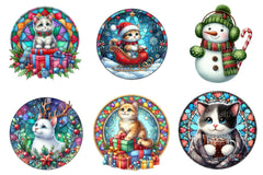 Christmas Cute Cat Ornament Designs - Funny Animal Clipart Bundle 88 - CraftNest - Digital Crafting and Art