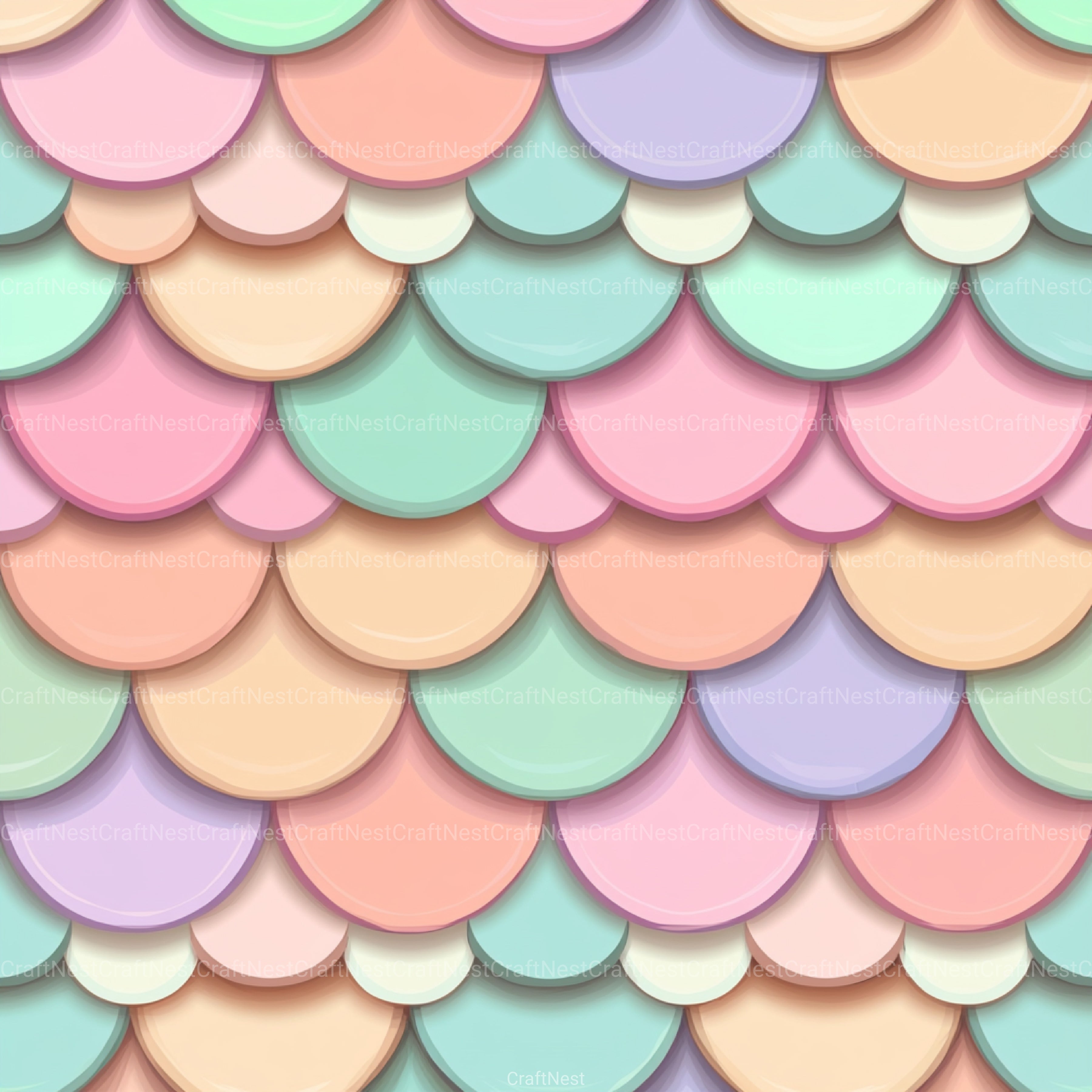 Seamless Pastel Mermaid Scales Pattern Digital Paper - CraftNest - Digital Crafting and Art