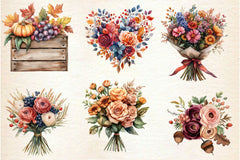 Autumn Wedding Flowers Bouquet Clipart Bundle 2 - CraftNest - Digital Crafting and Art