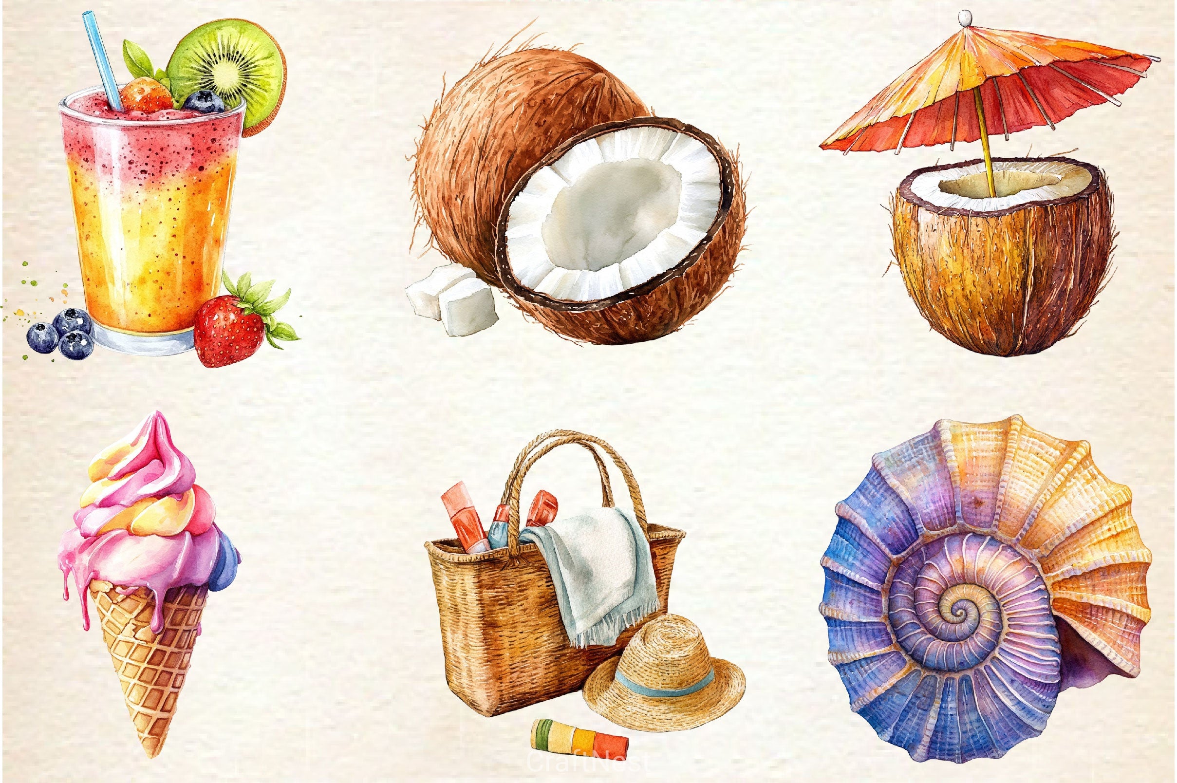 Summer Vibe Clipart Bundle 2 - CraftNest - Digital Crafting and Art