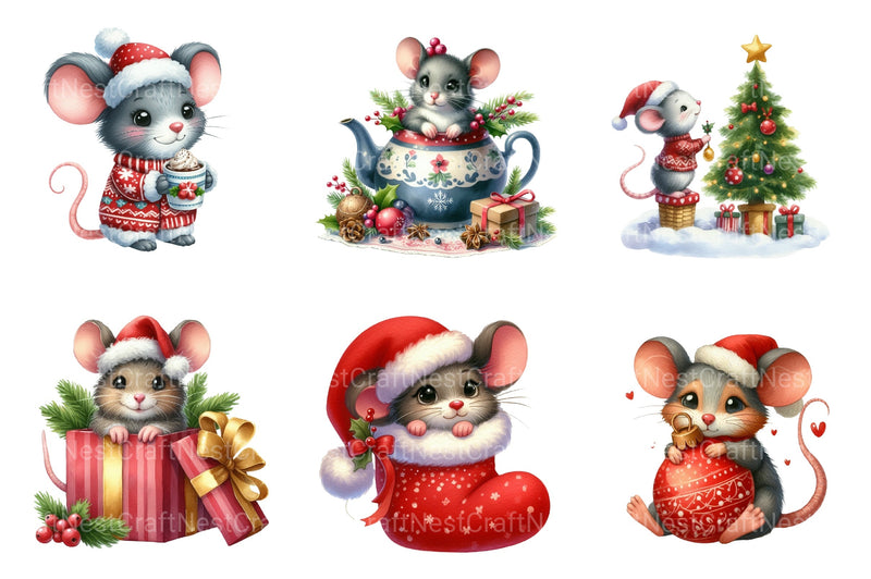 Christmas Mouse Clipart Bundle 11 - CraftNest - Digital Crafting and Art