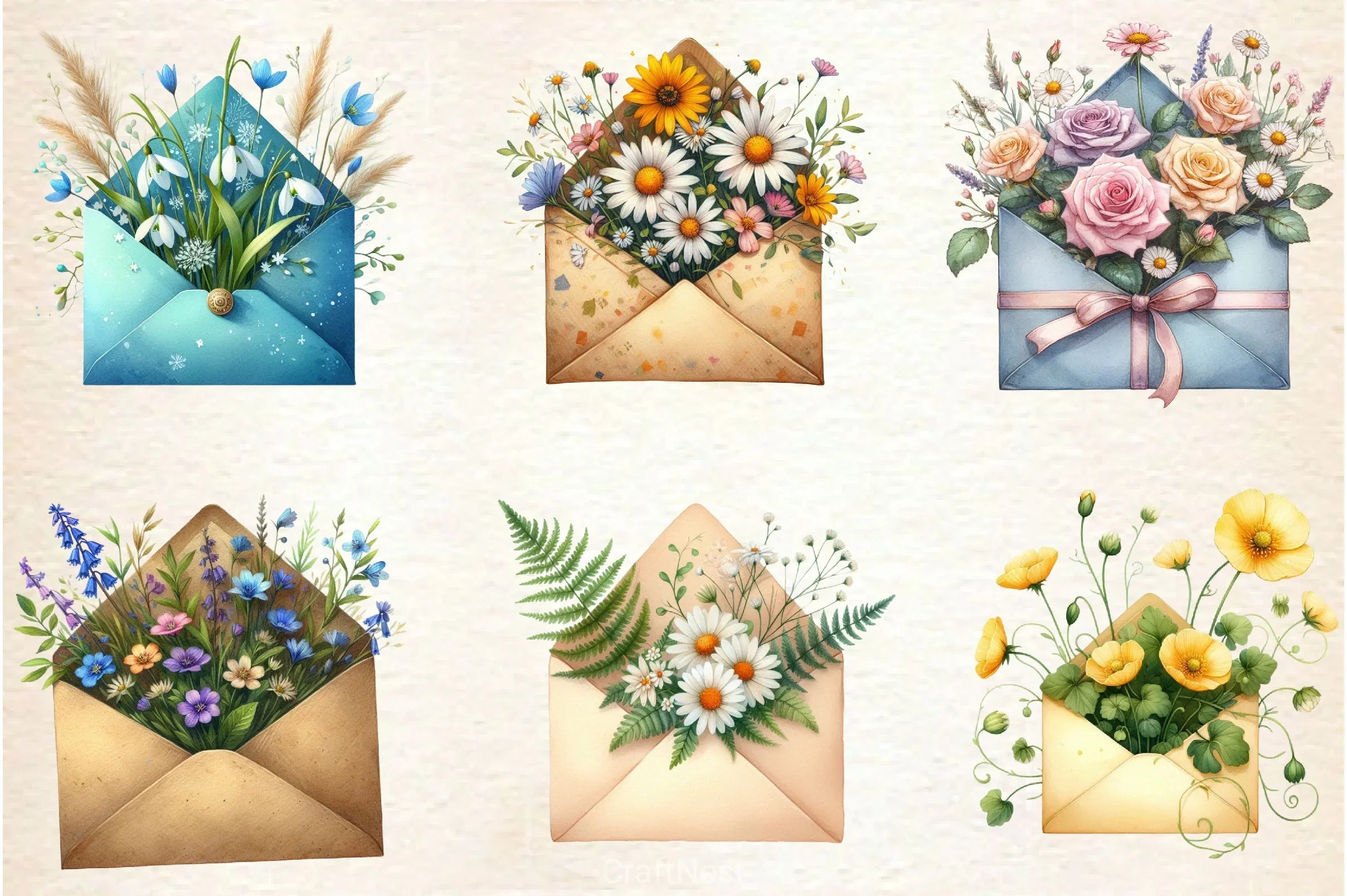 Spring Envelope Flower Letter Clipart Bundle 2 - CraftNest - Digital Crafting and Art