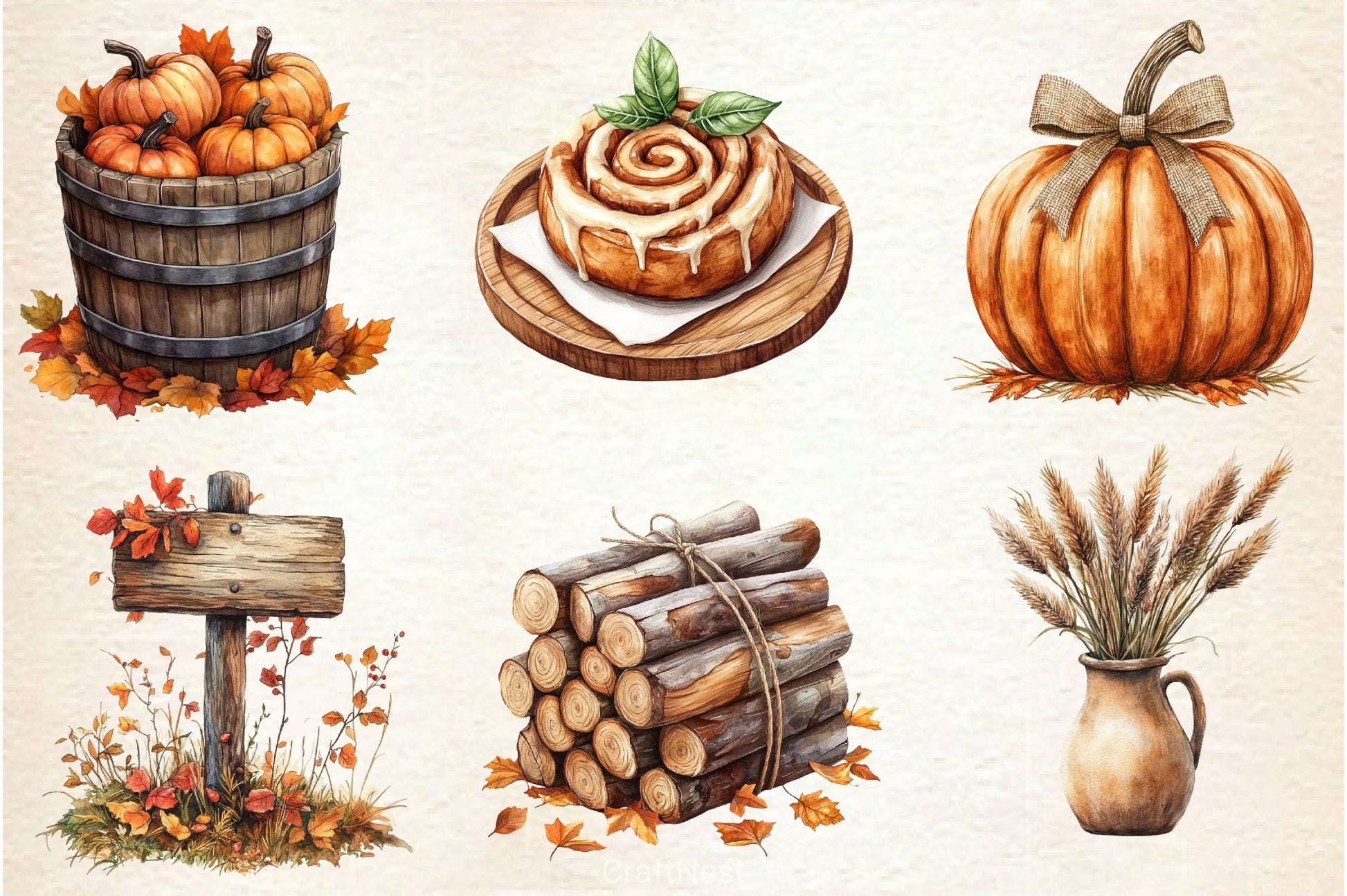 Rustic Autumn Clipart Bundle - CraftNest - Digital Crafting and Art