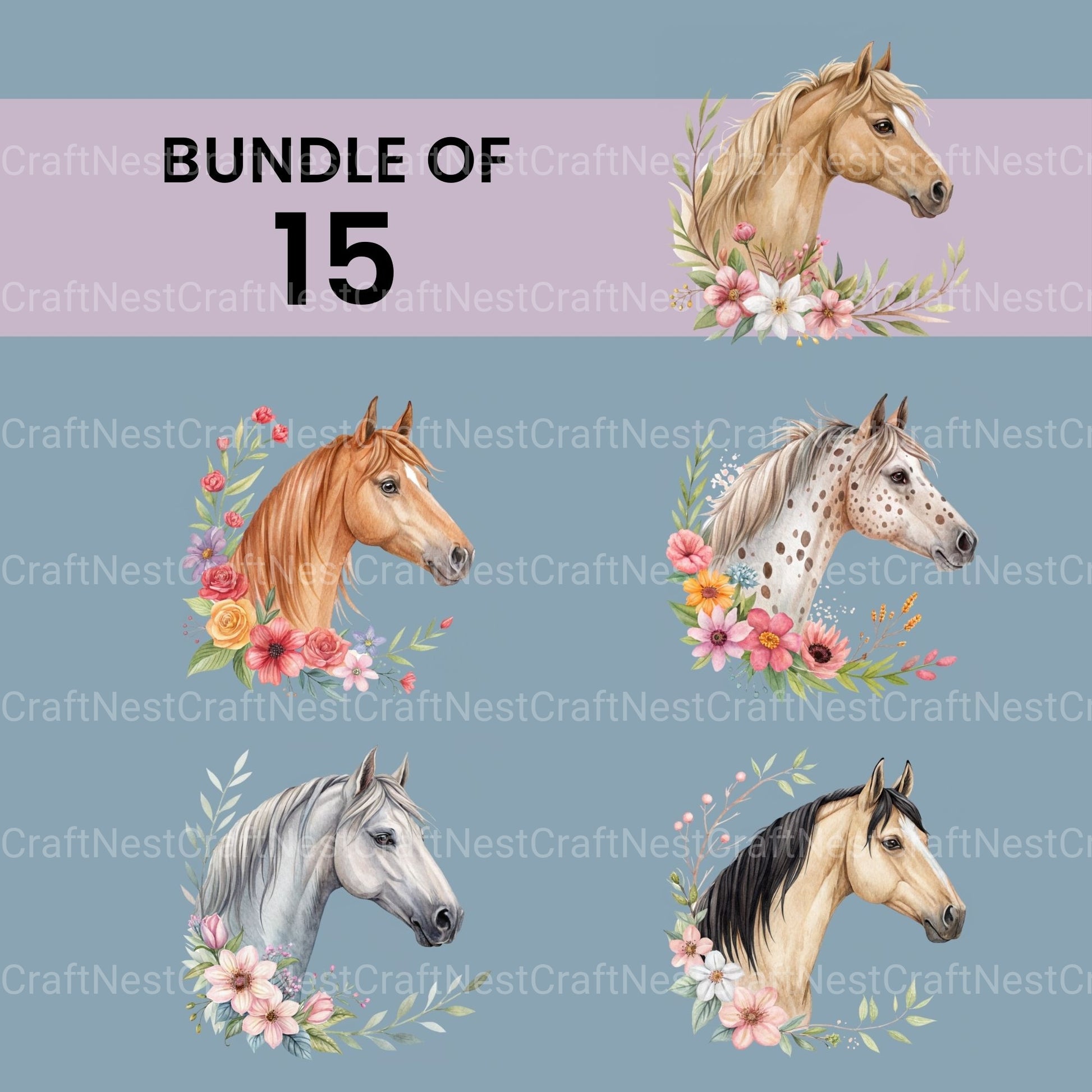 Horse Heads Clipart Bundle - CraftNest - Digital Crafting and Art