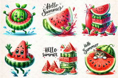 Hello Summer Watermelon Clipart Bundle - CraftNest - Digital Crafting and Art