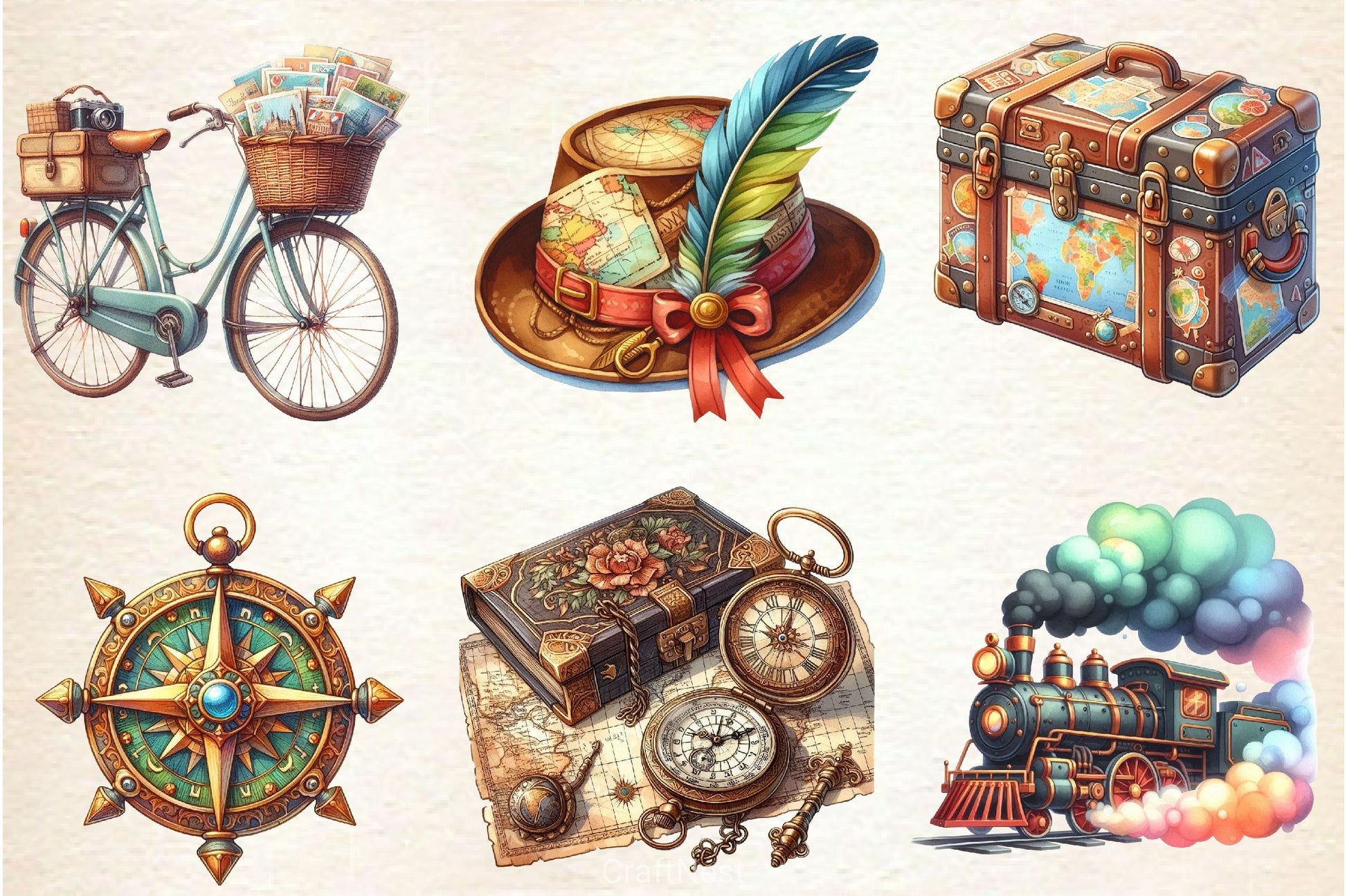 Vintage Travel Clipart Bundle 3 - CraftNest - Digital Crafting and Art
