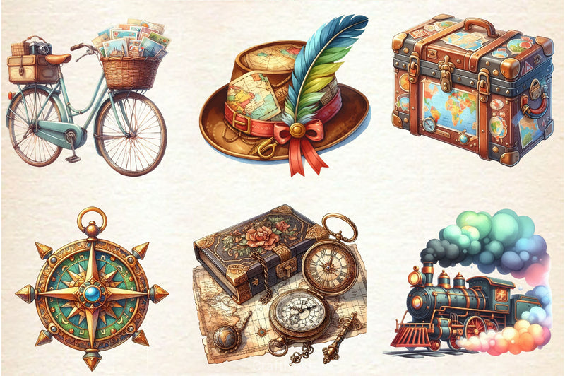 Vintage Travel Clipart Bundle 3 - CraftNest - Digital Crafting and Art