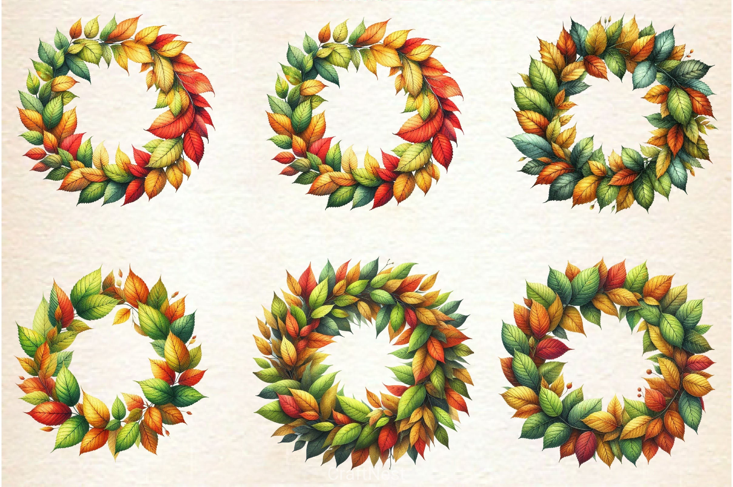 Crisp Leaf Wreath Clipart Bundle - CraftNest - Digital Crafting and Art