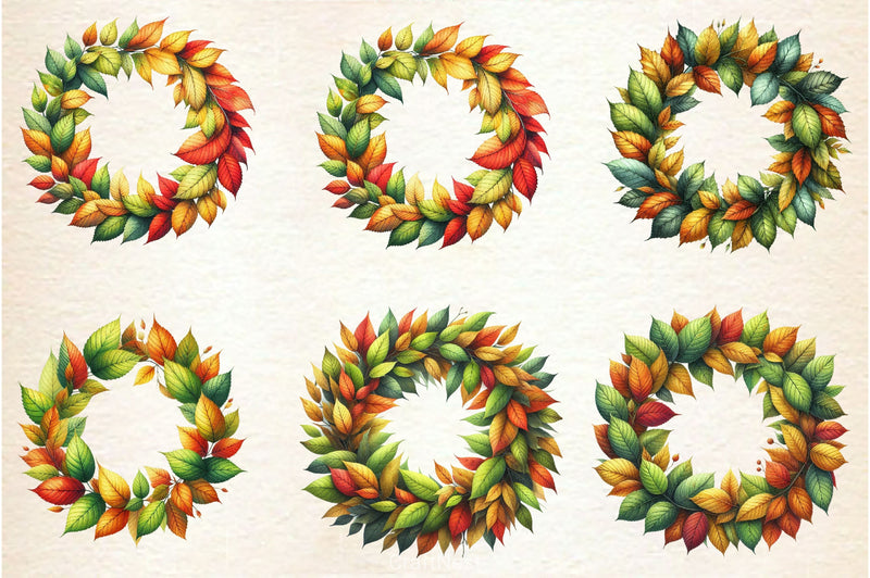 Crisp Leaf Wreath Clipart Bundle - CraftNest - Digital Crafting and Art