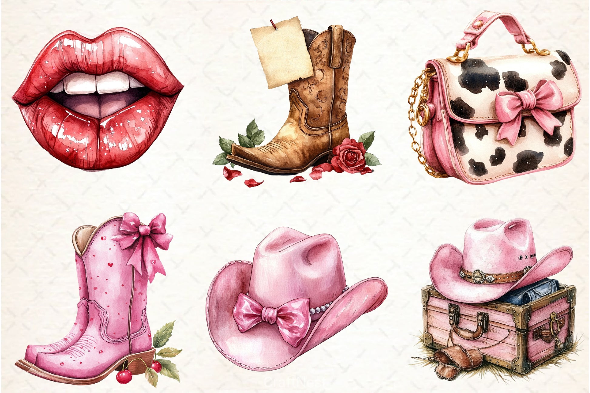 Cowgirl Party Clipart Bundle - CraftNest - Digital Crafting and Art