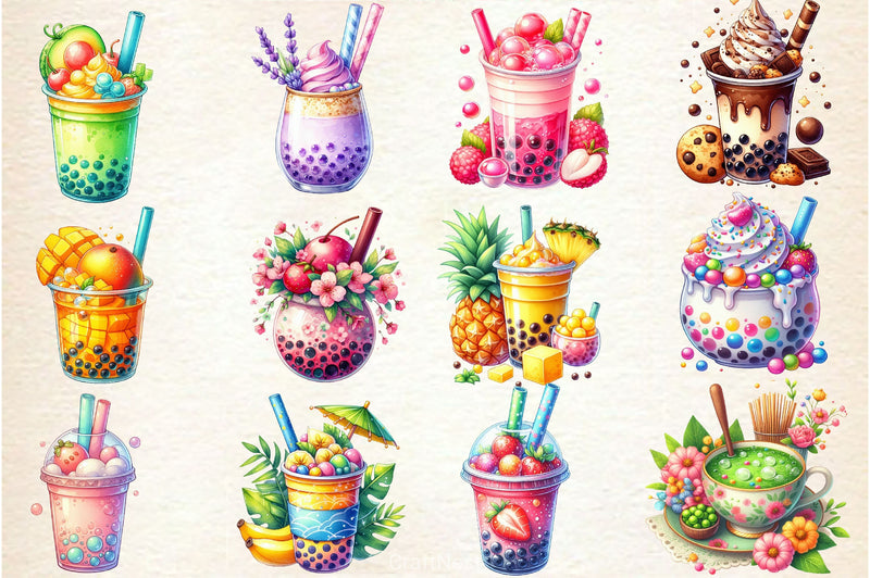Summer Boba Tea Clipart Bundle - CraftNest - Digital Crafting and Art