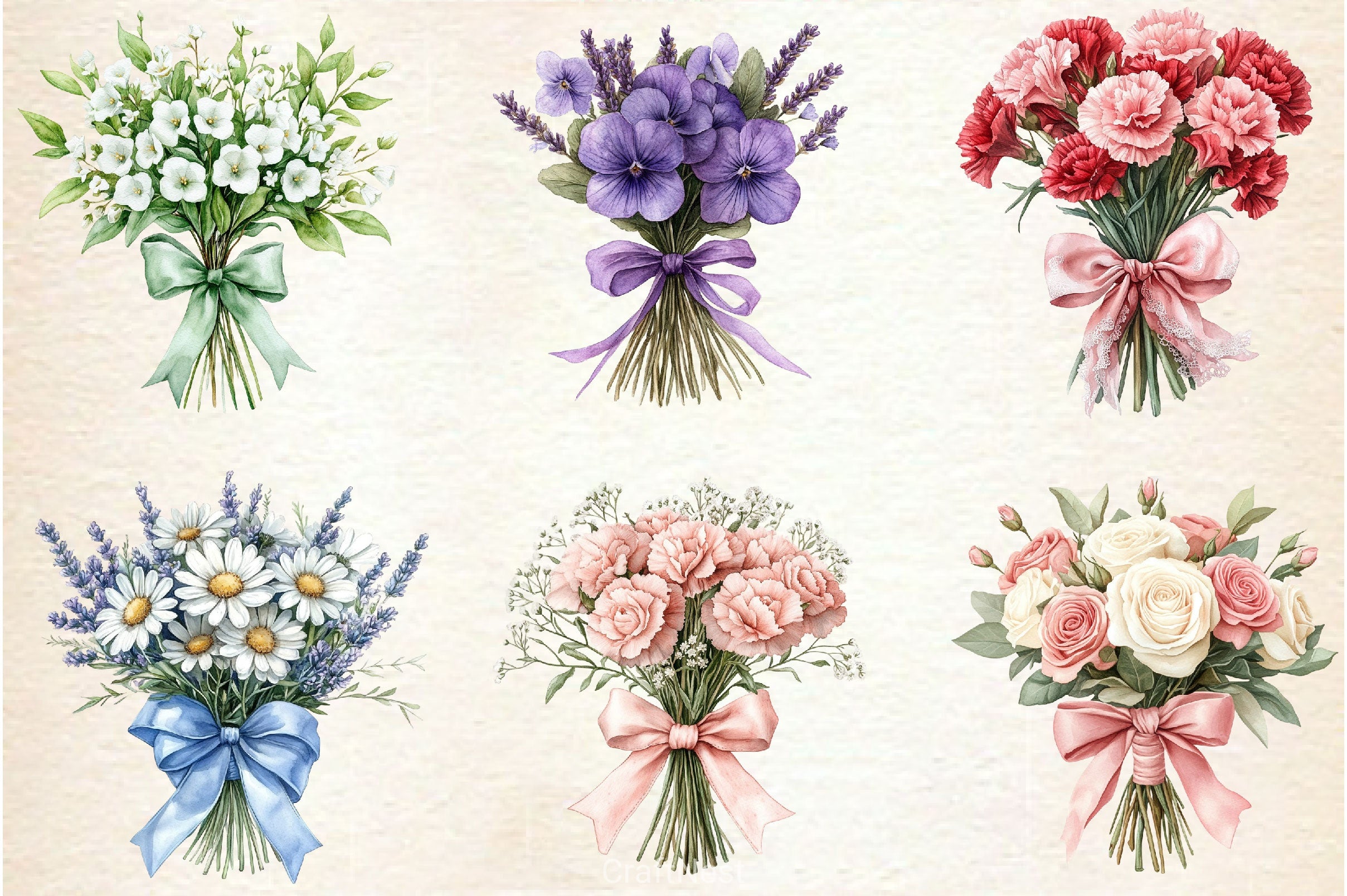 Coquette Birth Month Flowers Bouquet Clipart Bundle - CraftNest - Digital Crafting and Art