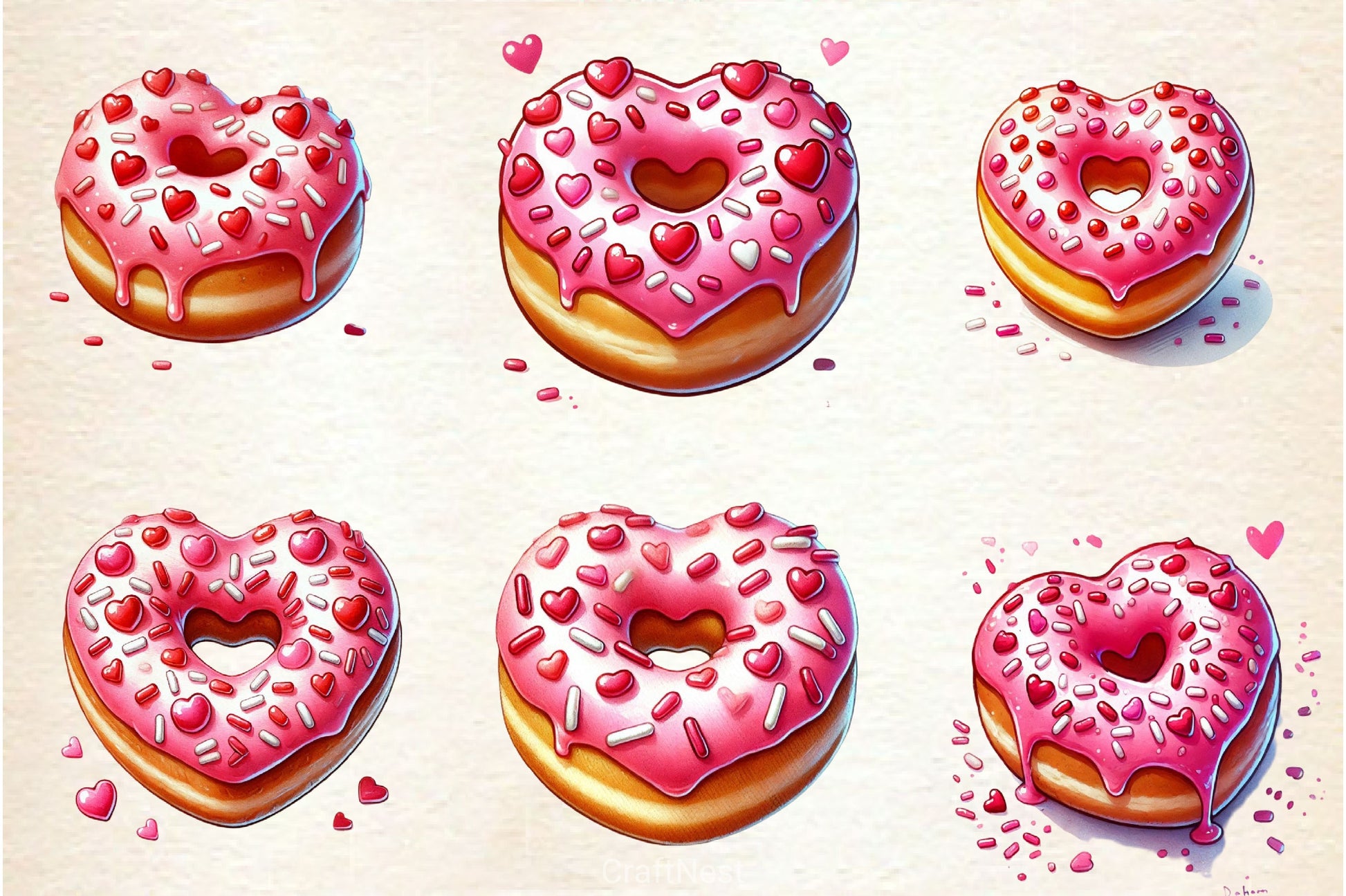 Valentine Donut Clipart Bundle - CraftNest - Digital Crafting and Art