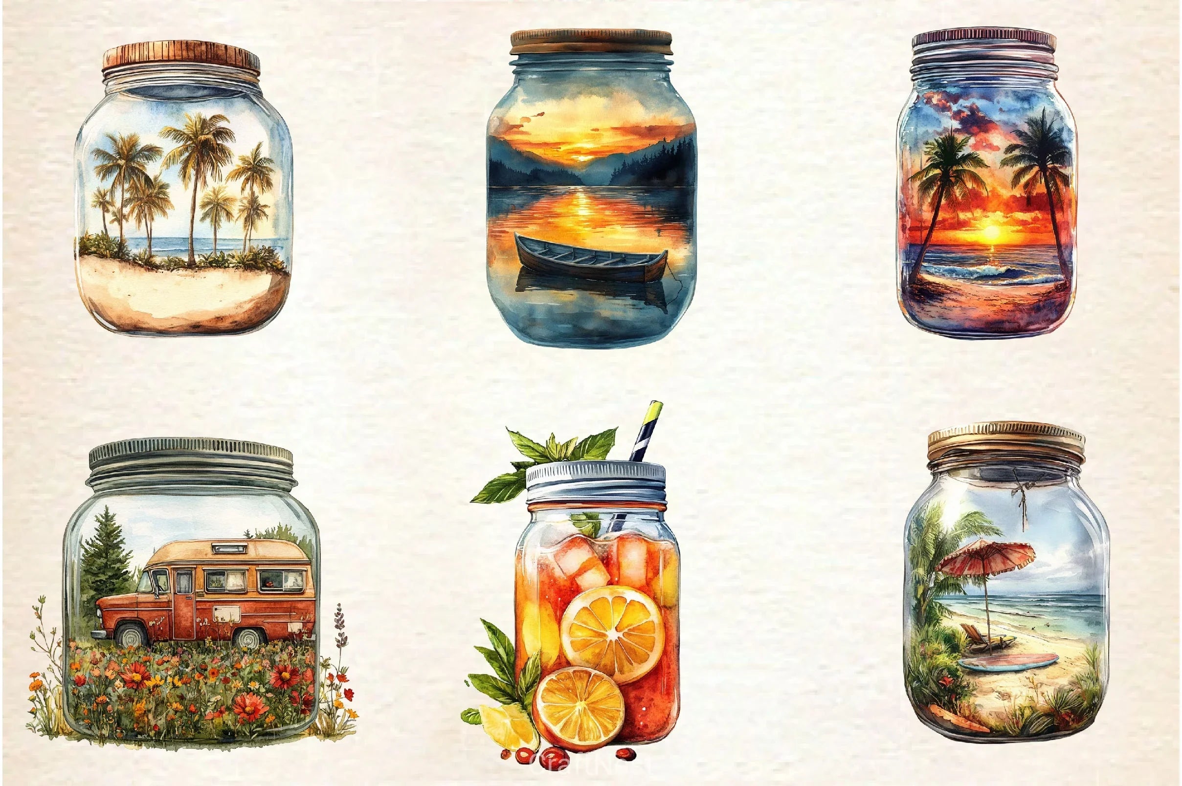Summer View In Jar Clipart Bundle - CraftNest - Digital Crafting and Art