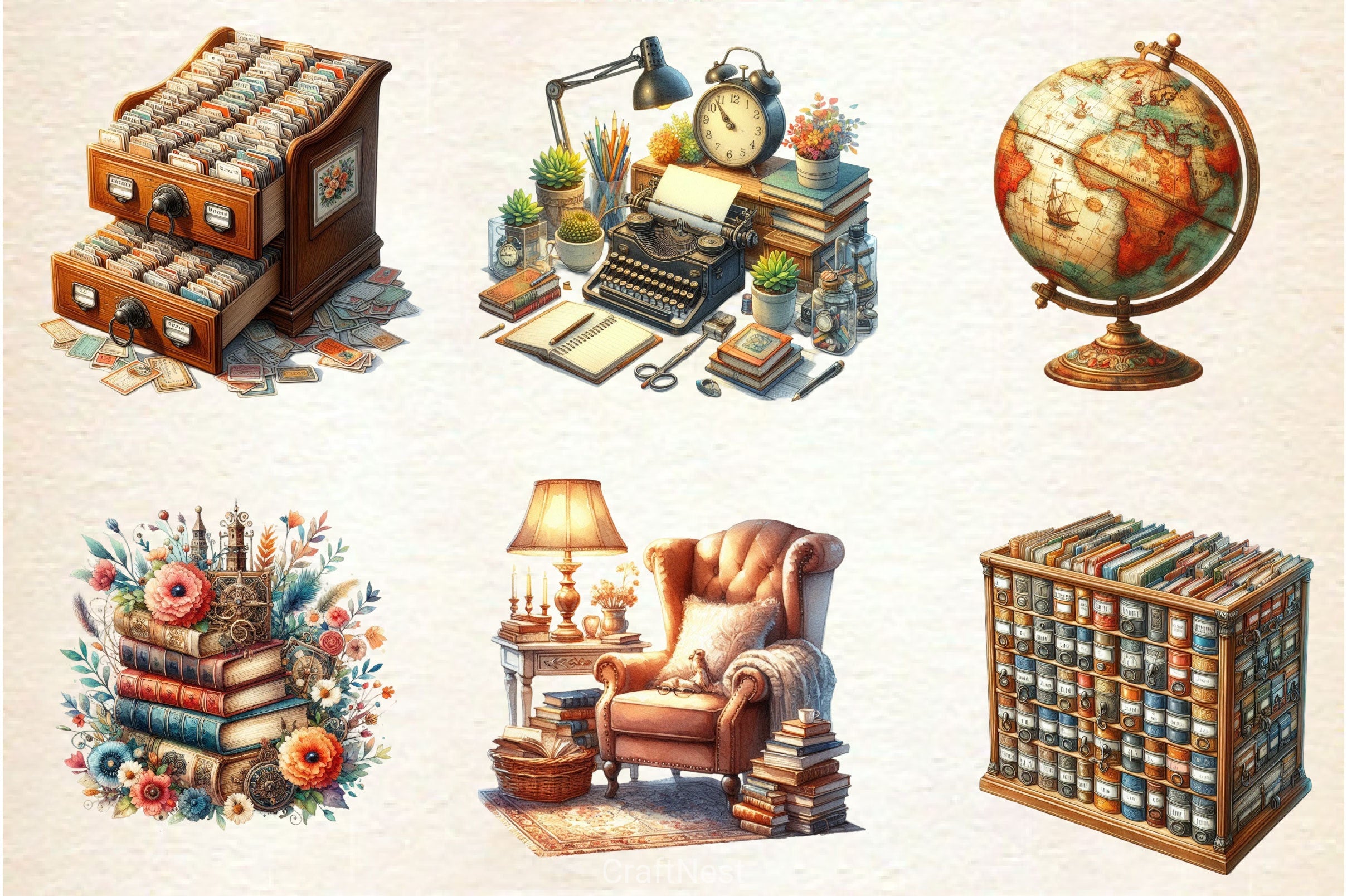Old Library Clipart Bundle 2 - CraftNest - Digital Crafting and Art