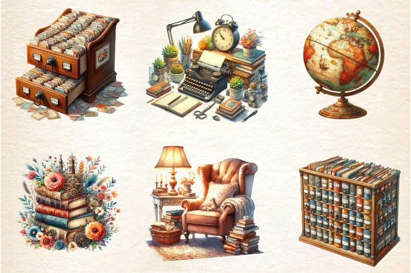 Old Library Clipart Bundle 2 - CraftNest - Digital Crafting and Art