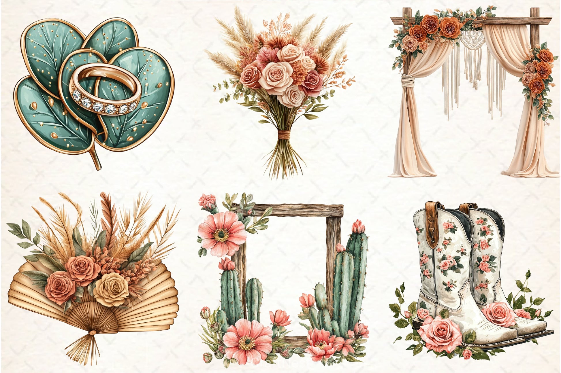 Western Boho Wedding Clipart Bundle 5 - CraftNest - Digital Crafting and Art