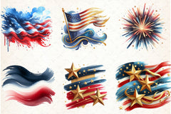 4th of July Brushstroke Clipart Bundle - CraftNest - Digital Crafting and Art