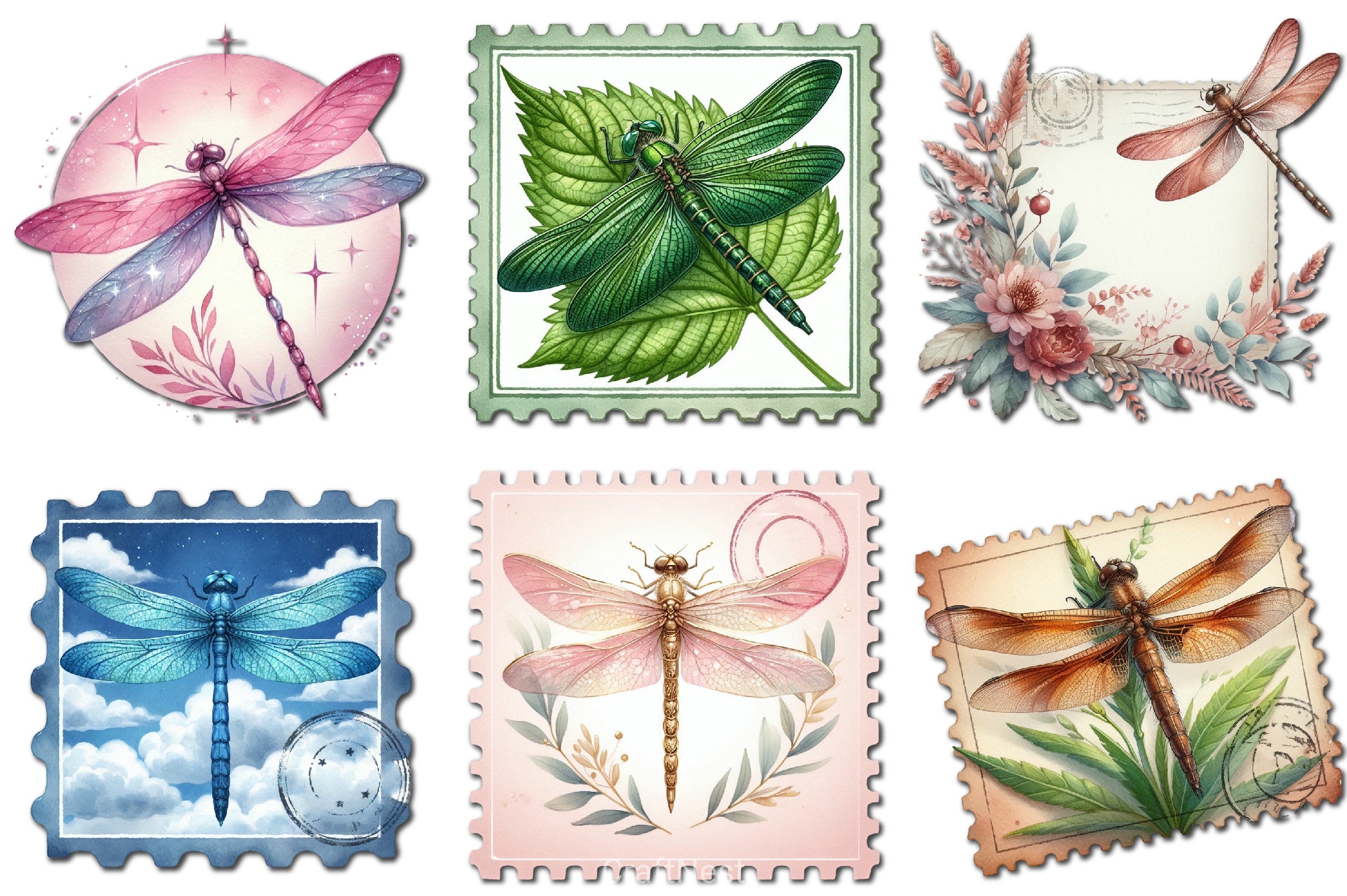 Dragonfly Stamps Clipart Bundle - CraftNest - Digital Crafting and Art