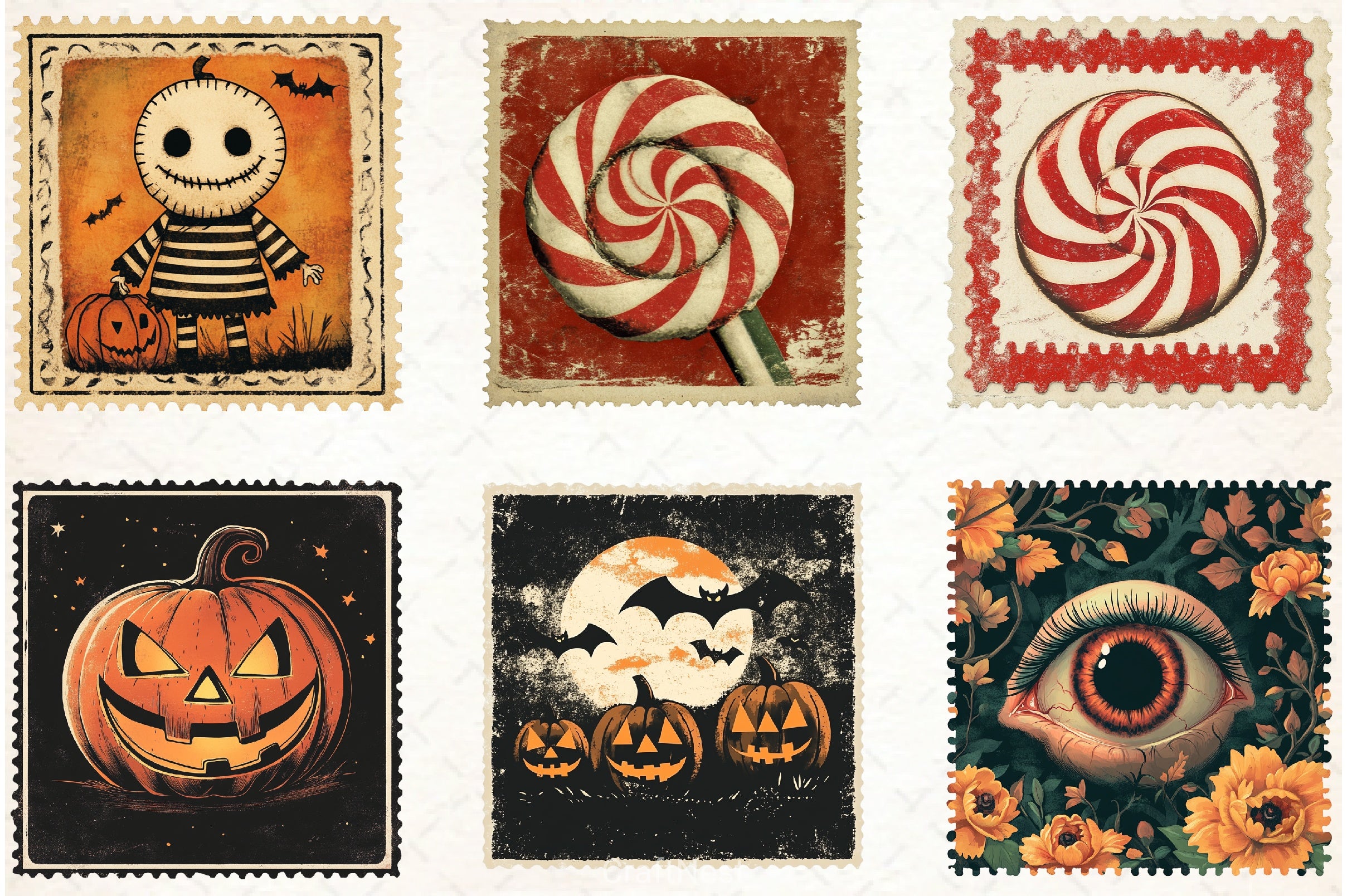 Vintage Halloween Stamp Clipart Bundle - CraftNest - Digital Crafting and Art