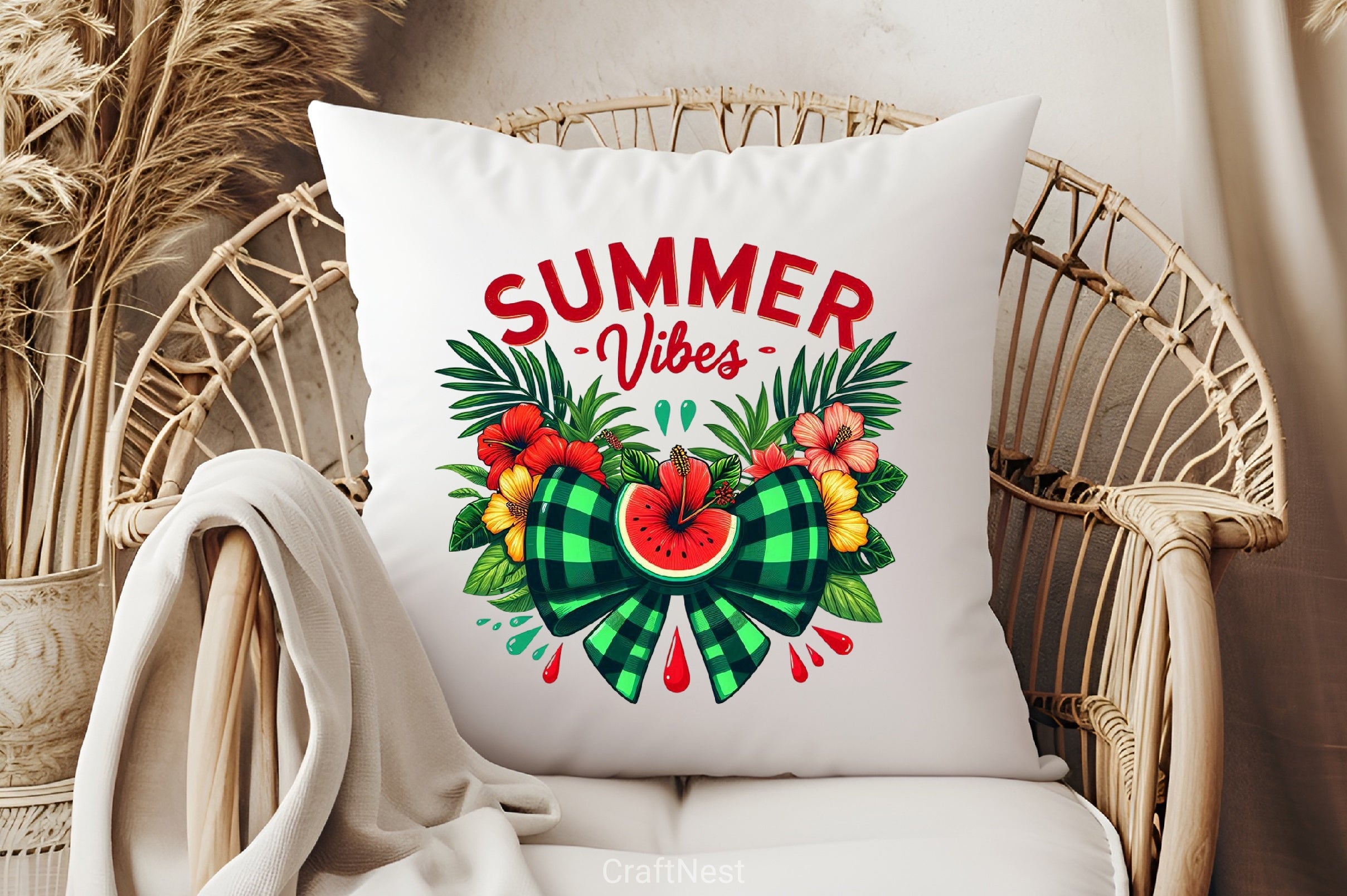 Retro Summer Watermelon Bow Clipart Bundle - CraftNest - Digital Crafting and Art