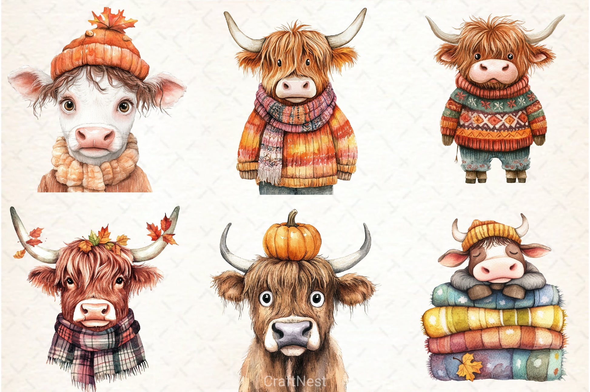 Autumn Highland Cow Clipart Bundle 6 - CraftNest - Digital Crafting and Art