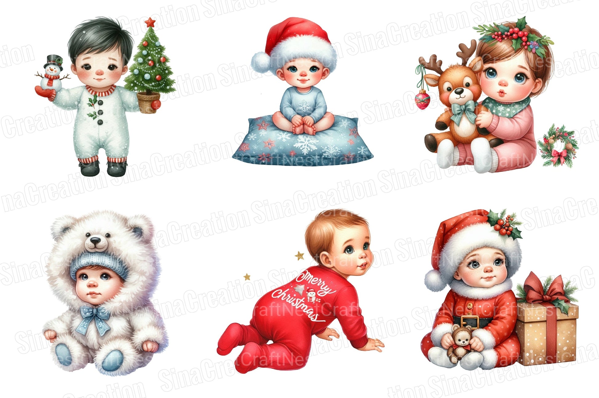Christmas Babies Clipart Bundle - CraftNest - Digital Crafting and Art