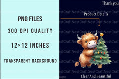Christmas Highland Cow Clipart Bundle 77 - CraftNest - Digital Crafting and Art
