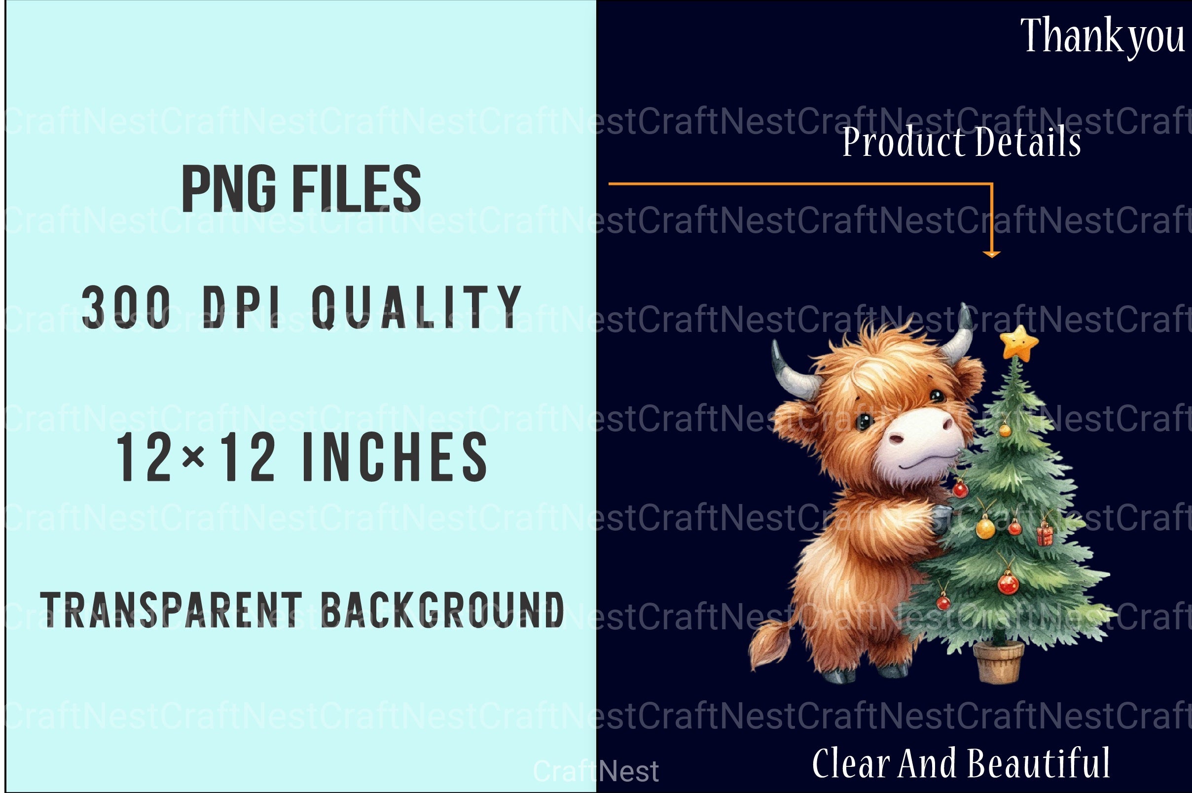 Christmas Highland Cow Clipart Bundle 77 - CraftNest - Digital Crafting and Art
