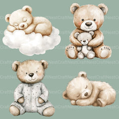 Neutral Bear Nursery Clipart Bundle - CraftNest - Digital Crafting and Art