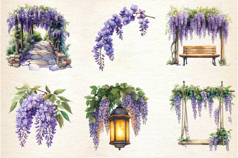 Wisteria Garden Clipart Bundle - CraftNest - Digital Crafting and Art