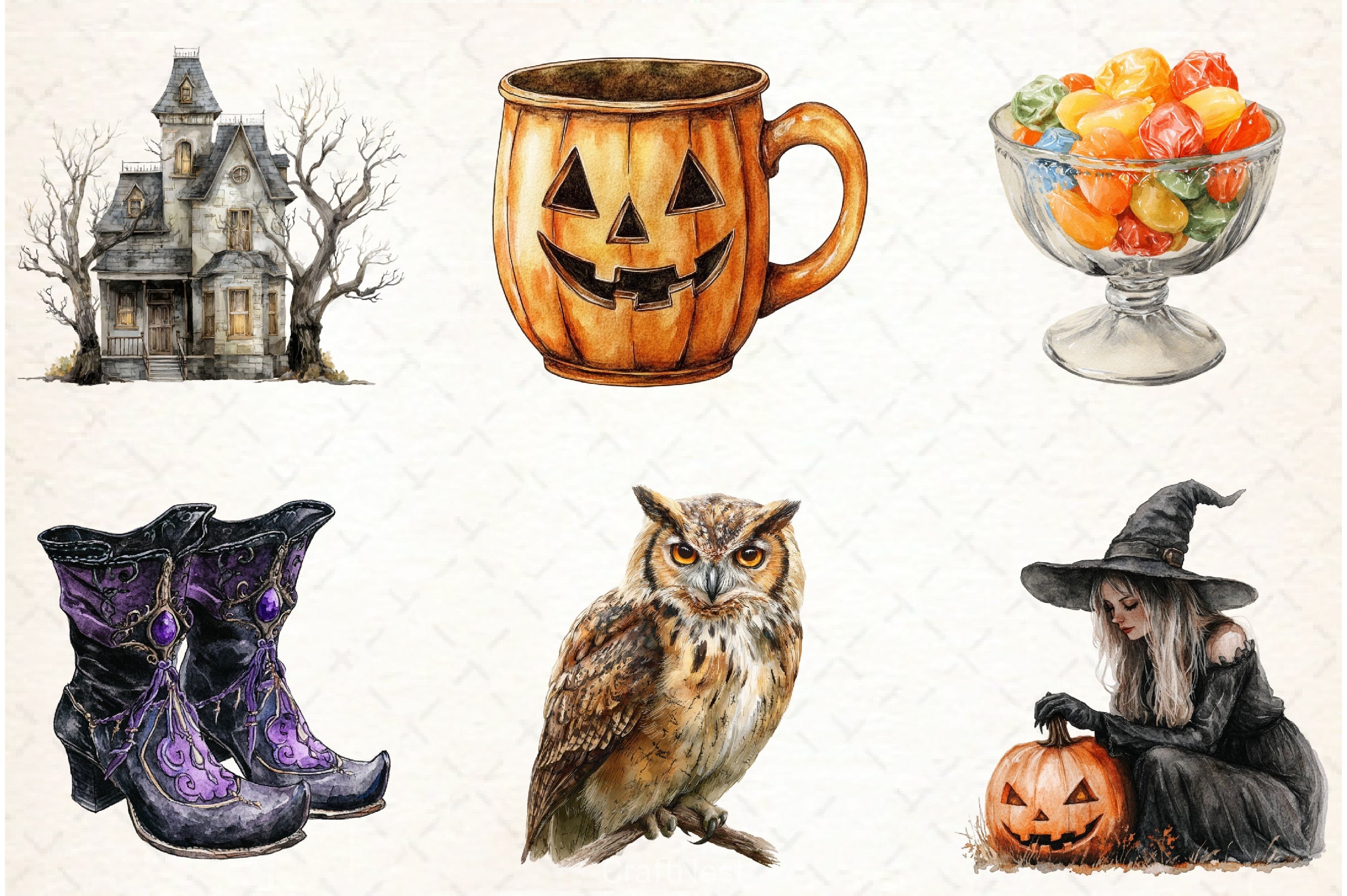 Neutral Halloween Clipart Bundle - CraftNest - Digital Crafting and Art