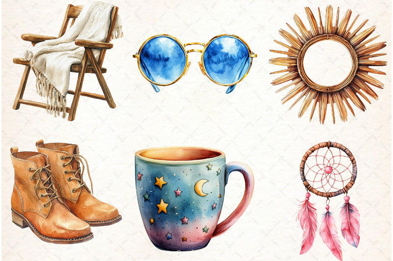 Boho Summer Clipart Bundle 3 - CraftNest - Digital Crafting and Art