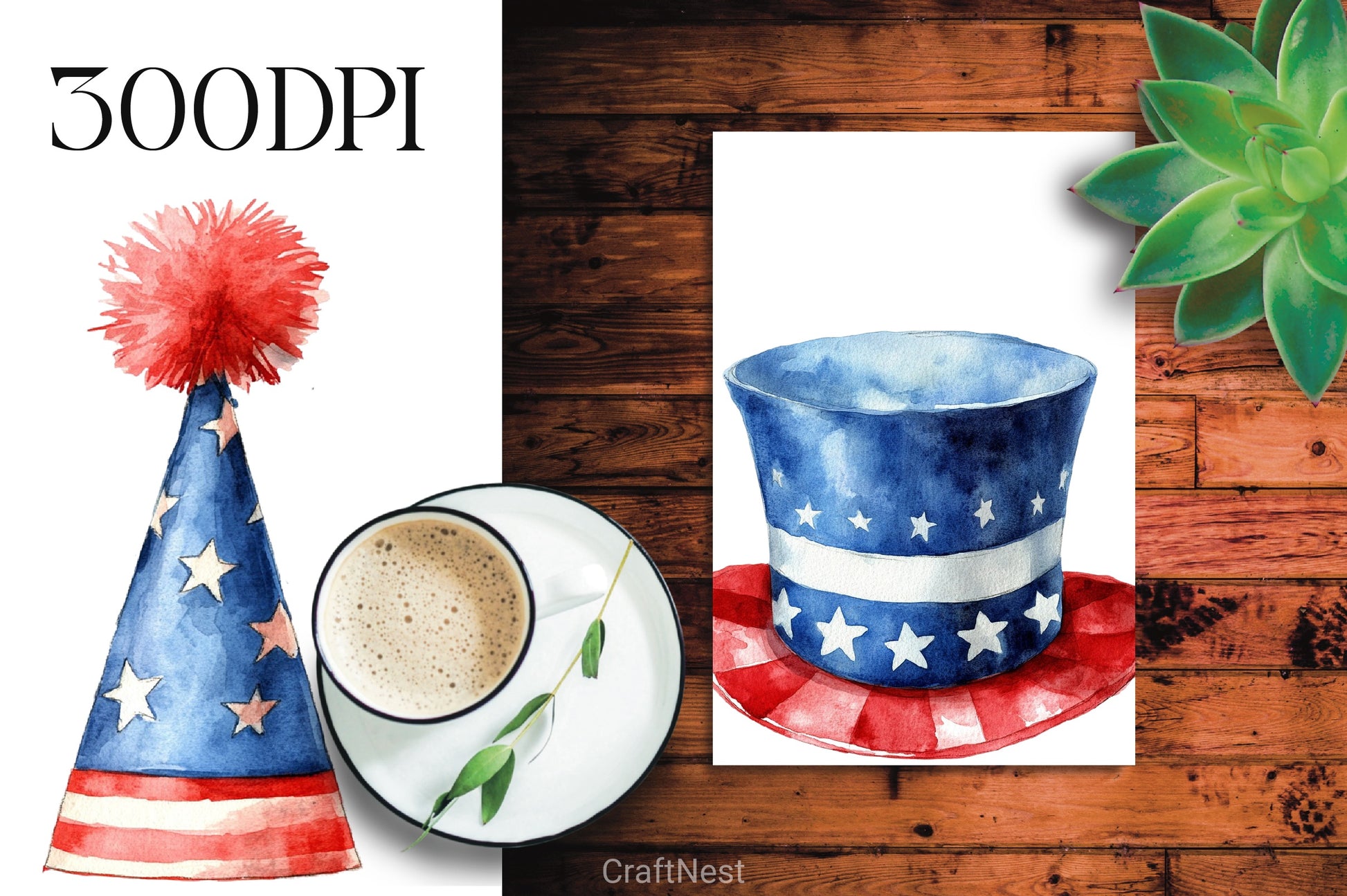 4th of July Top Hat Clipart Bundle - CraftNest - Digital Crafting and Art