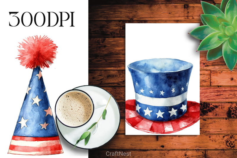 4th of July Top Hat Clipart Bundle - CraftNest - Digital Crafting and Art