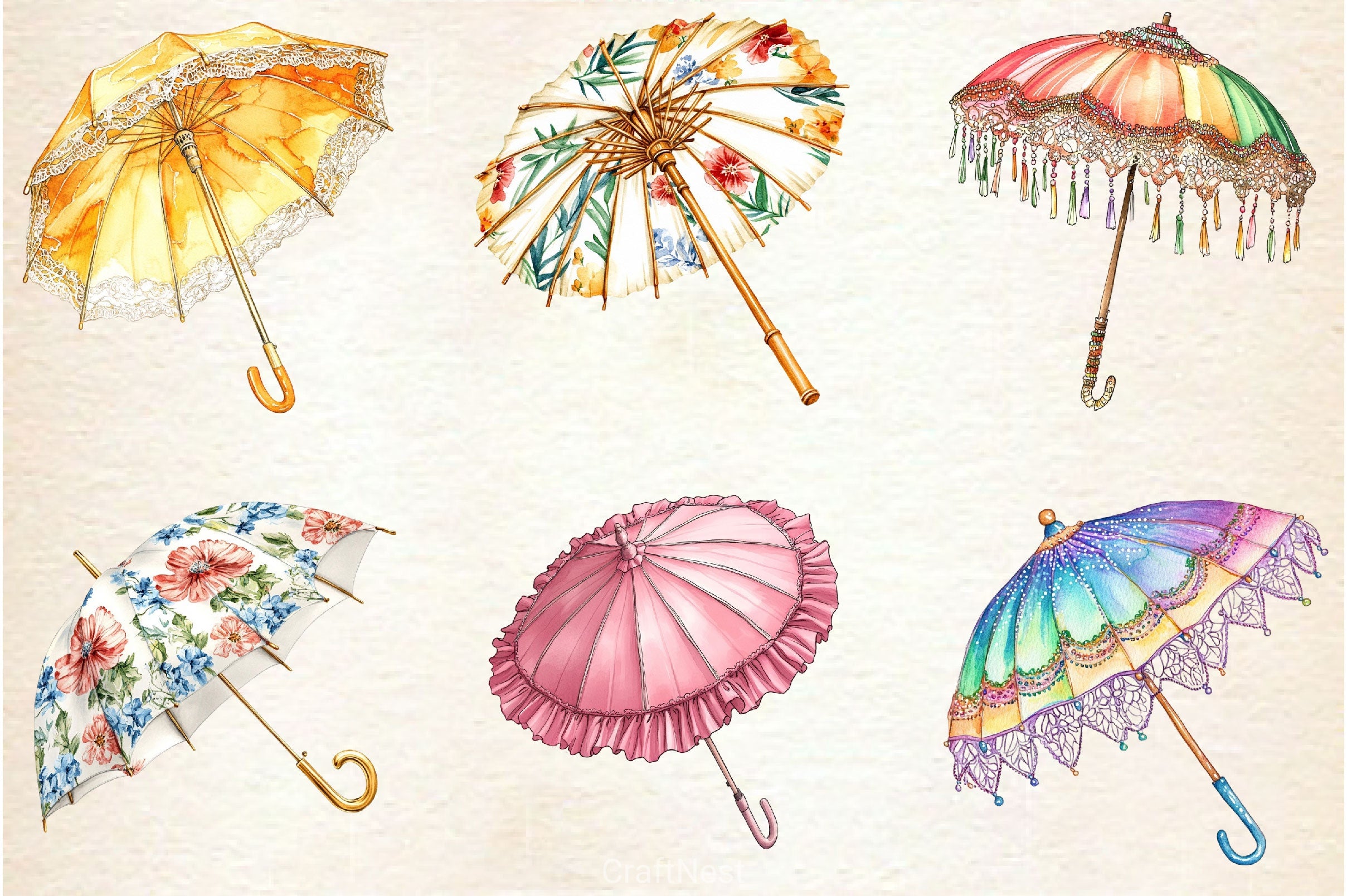 Spring Umbrella Parasol Clipart Bundle - CraftNest - Digital Crafting and Art