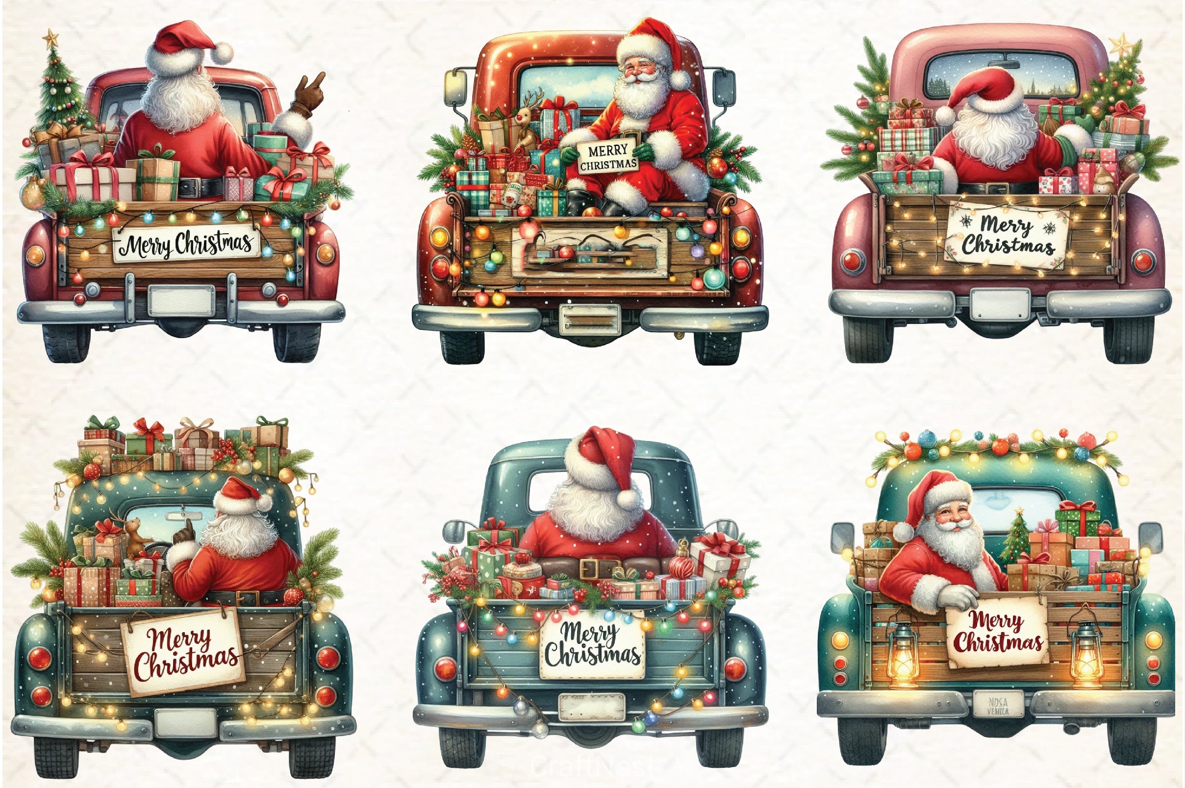 Christmas Gnome & Truck Clipart Bundle 3 - CraftNest - Digital Crafting and Art