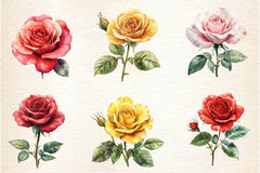Summer Lithograph Roses Clipart Bundle - CraftNest - Digital Crafting and Art