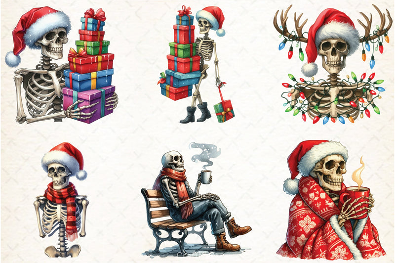Christmas Skeletons Clipart Bundle - CraftNest - Digital Crafting and Art