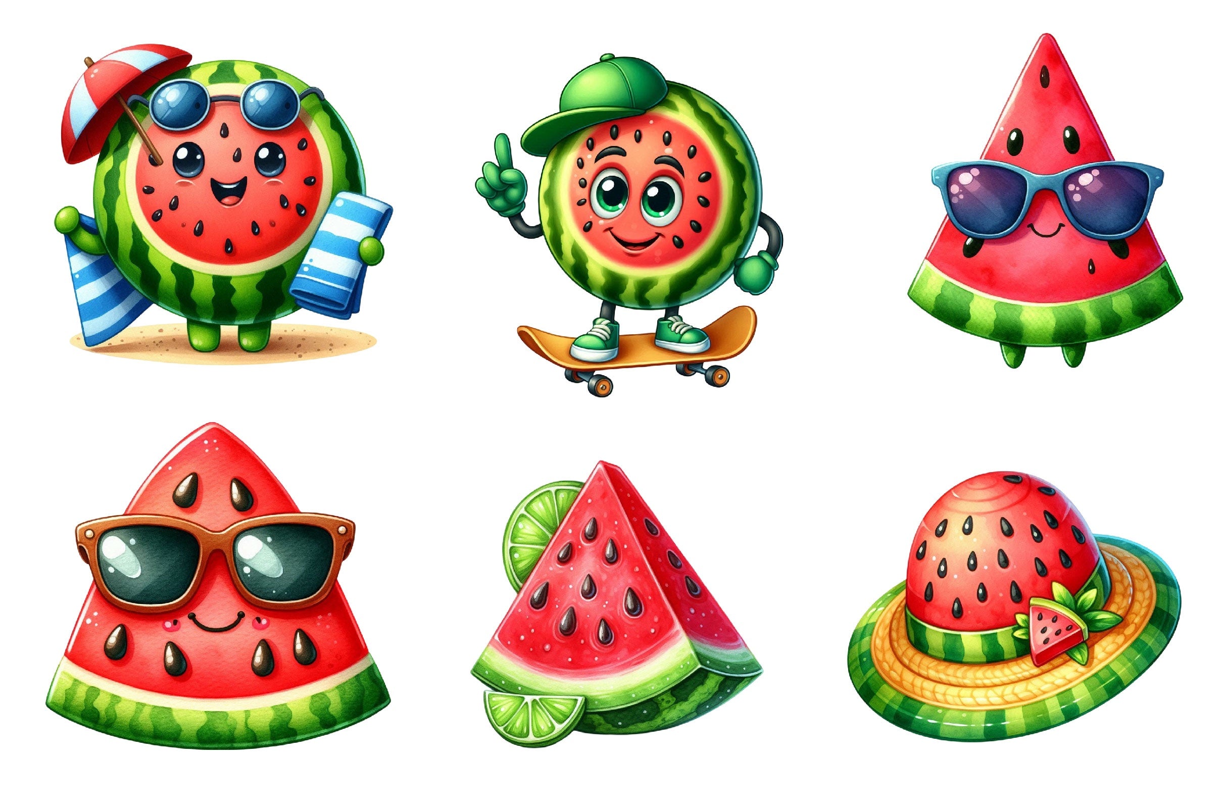 Hello Summer Juicy Watermelon Clipart Bundle - CraftNest - Digital Crafting and Art